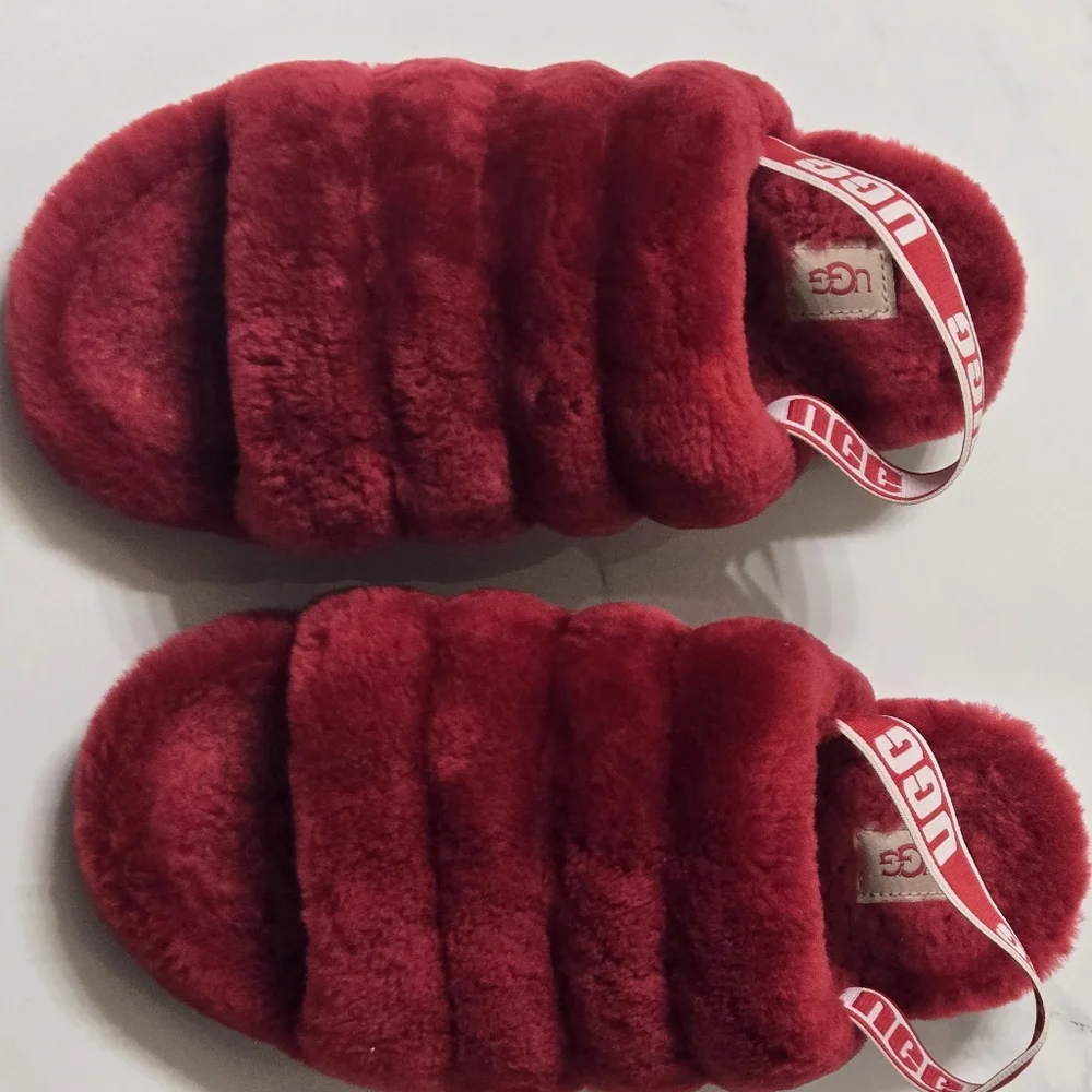 UGG Australia Fluff Yeah Slide Sandals for Women, Size US 8, Red
